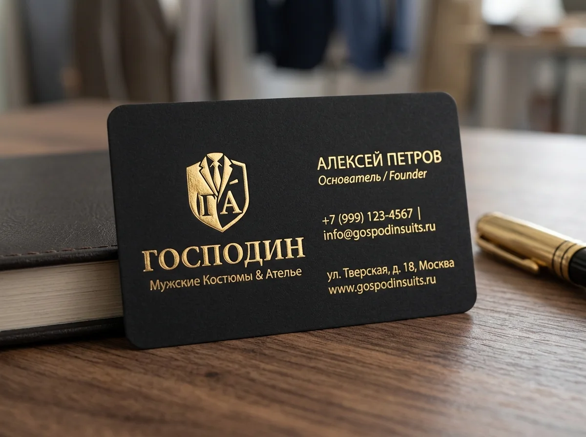 Визитка на чёрном дизайнерском картоне